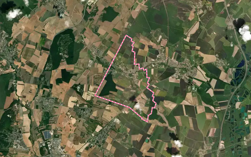Vue satellite de Bretigny avec ses contours administratifs