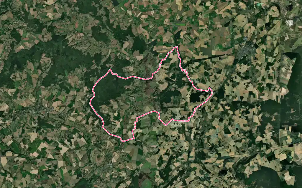 Vue satellite de Bretoncelles avec ses contours administratifs