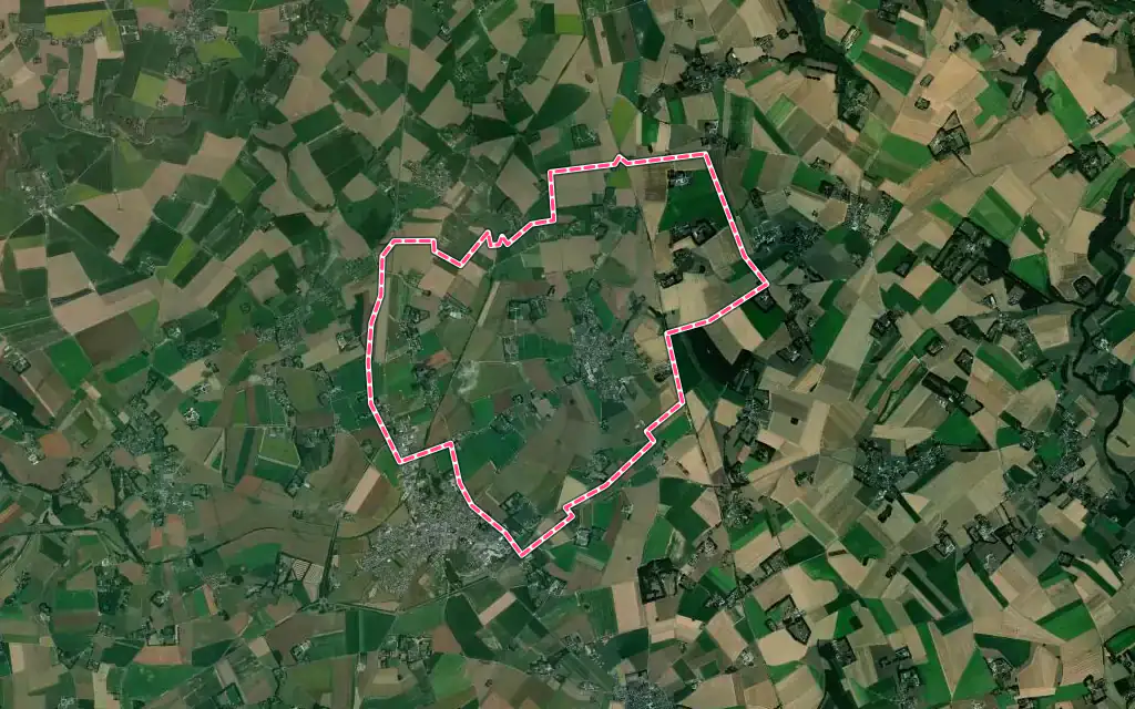 Vue satellite de Bretteville-du-Grand-Caux avec ses contours administratifs