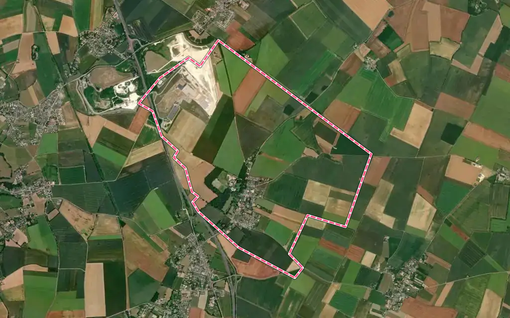 Vue satellite de Bretteville-le-Rabet avec ses contours administratifs