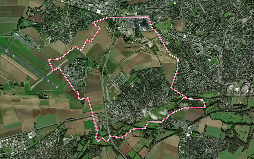 Vue satellite de Bretteville-sur-Odon avec ses contours administratifs
