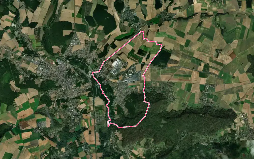 Vue satellite de Breuil-le-Sec avec ses contours administratifs