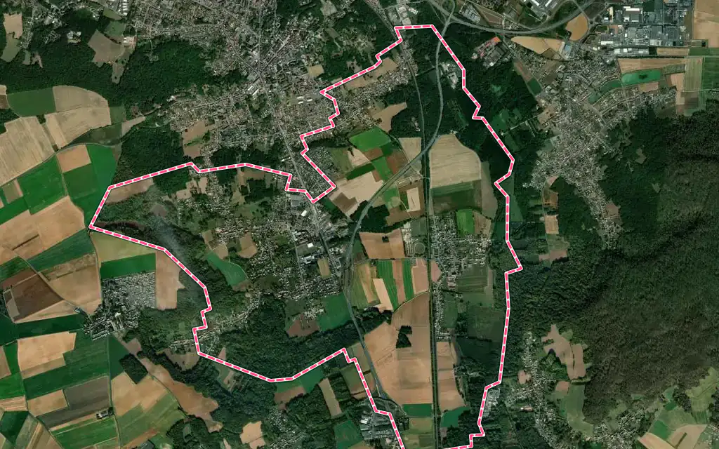 Vue satellite de Breuil-le-Vert avec ses contours administratifs