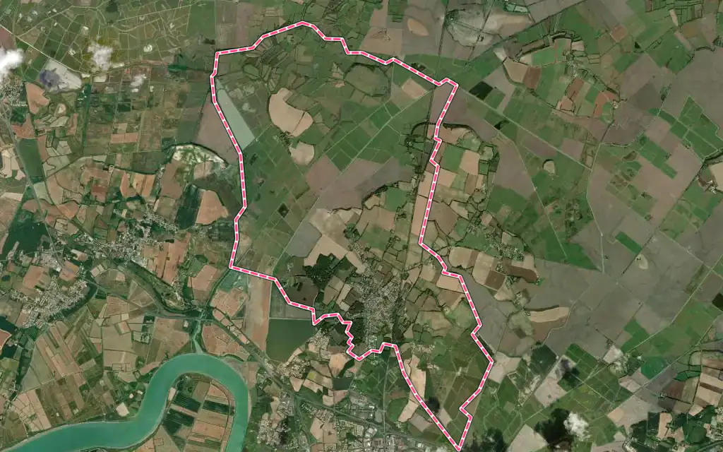 Vue satellite de Breuil-Magné avec ses contours administratifs