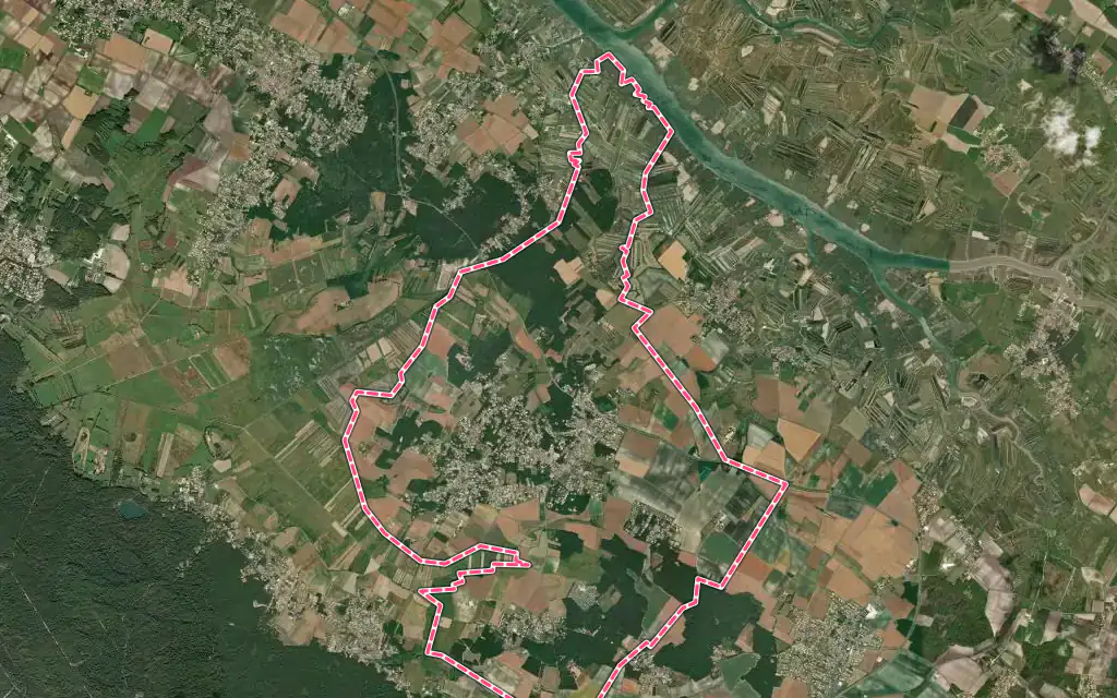 Vue satellite de Breuillet avec ses contours administratifs