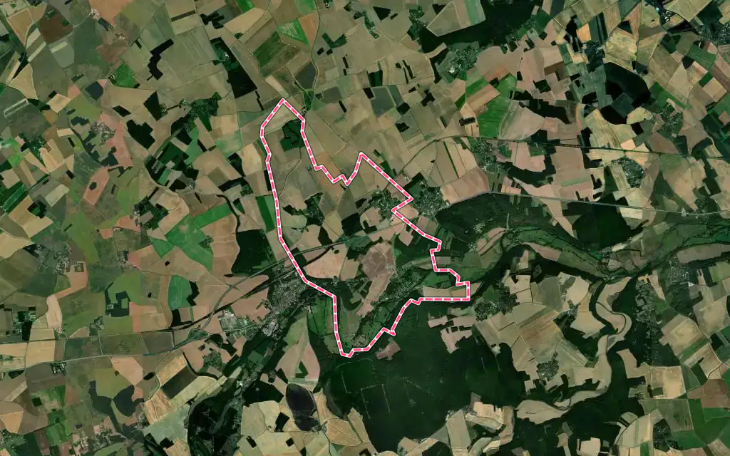 Vue satellite de Breux-sur-Avre avec ses contours administratifs