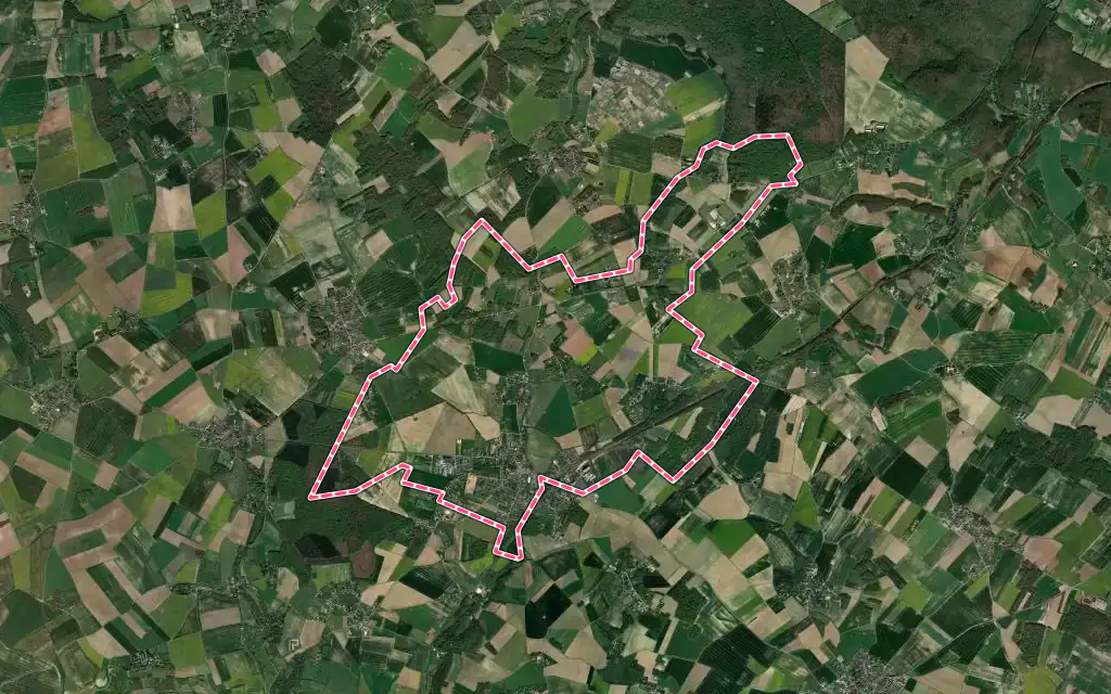 Vue satellite de Bréval avec ses contours administratifs