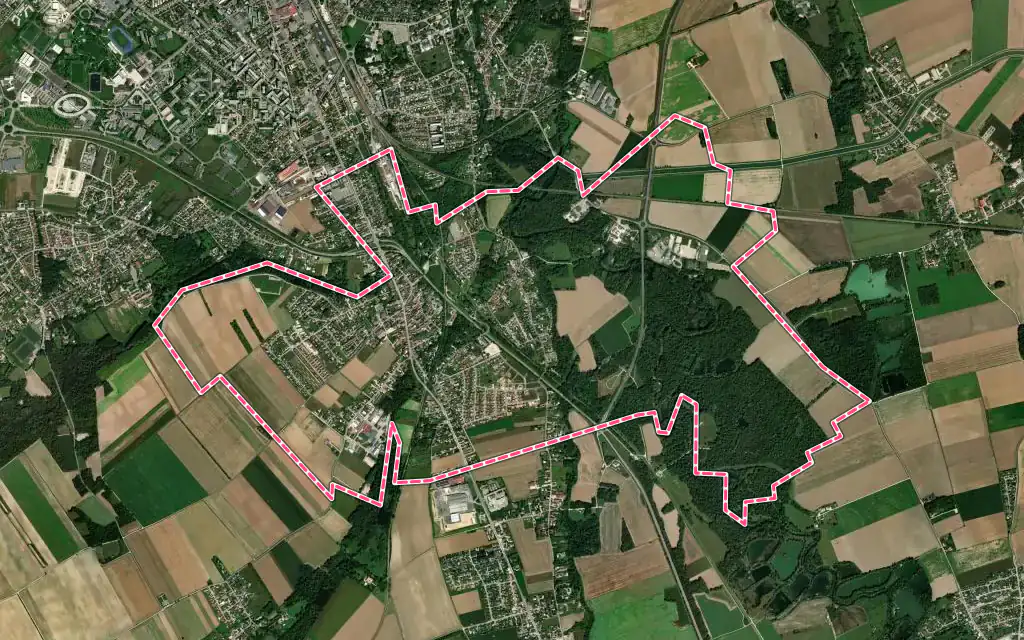 Vue satellite de Bréviandes avec ses contours administratifs
