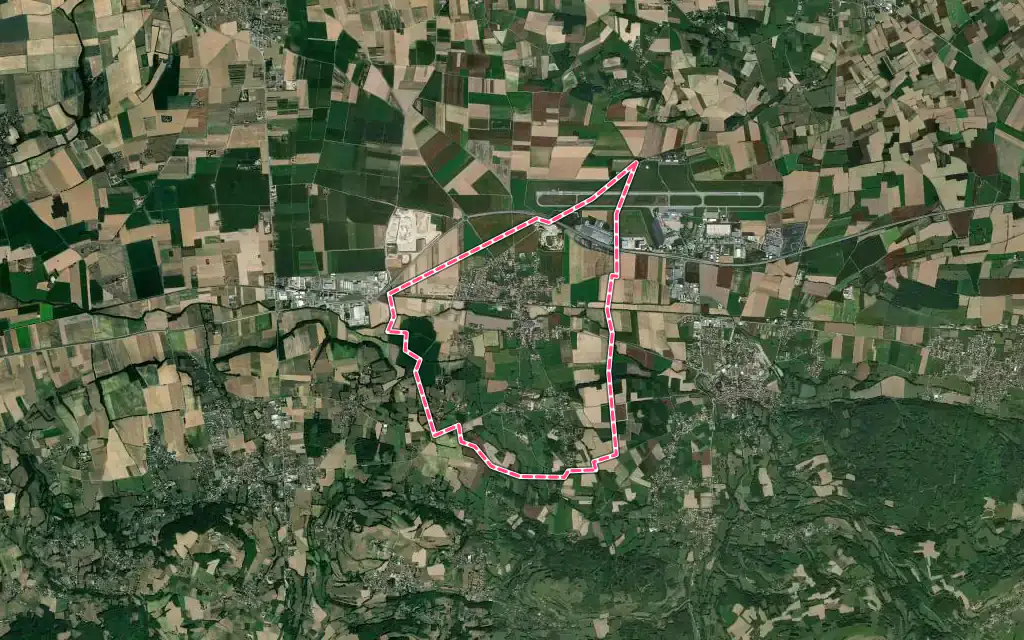 Vue satellite de Brézins avec ses contours administratifs