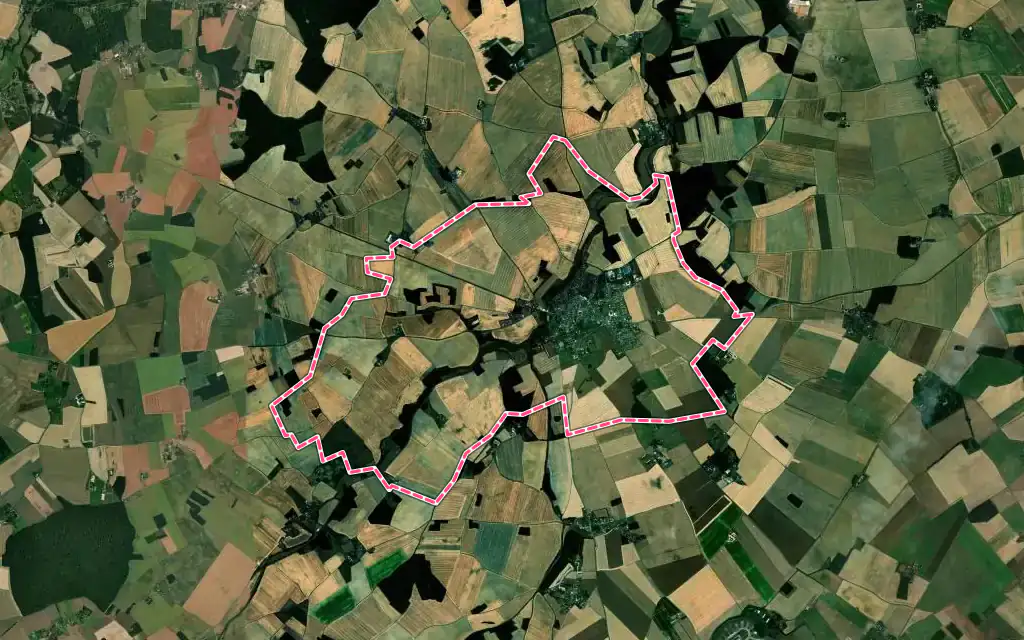 Vue satellite de Brezolles avec ses contours administratifs