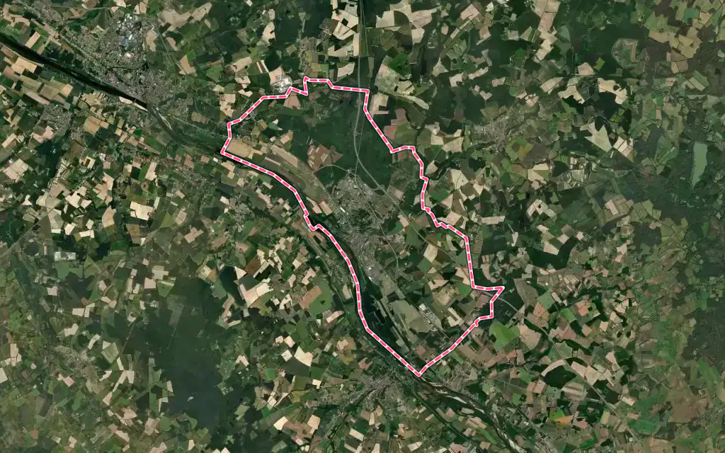 Vue satellite de Briare avec ses contours administratifs