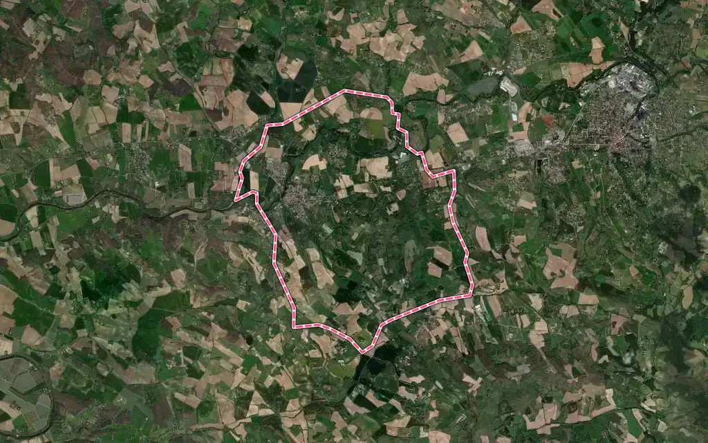 Vue satellite de Briatexte avec ses contours administratifs