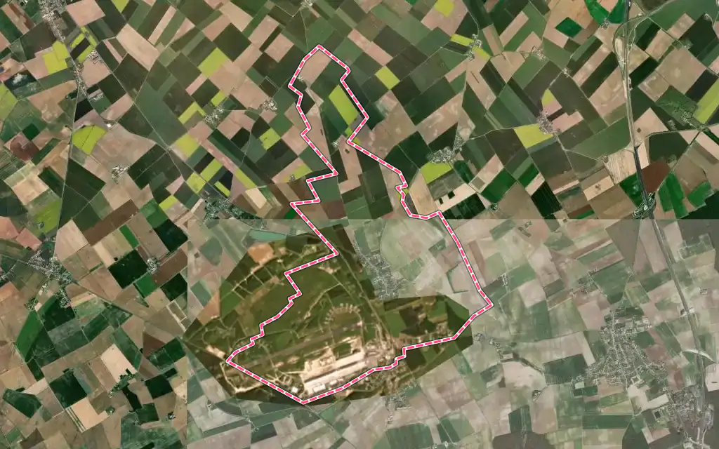 Vue satellite de Bricy avec ses contours administratifs