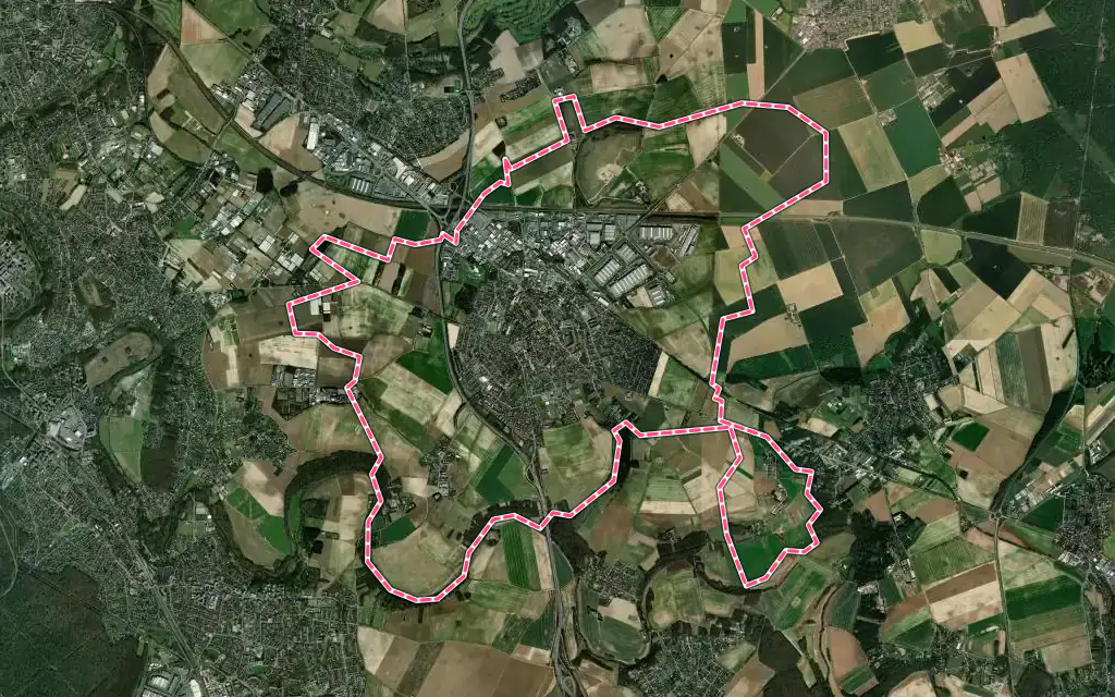 Vue satellite de Brie-Comte-Robert avec ses contours administratifs