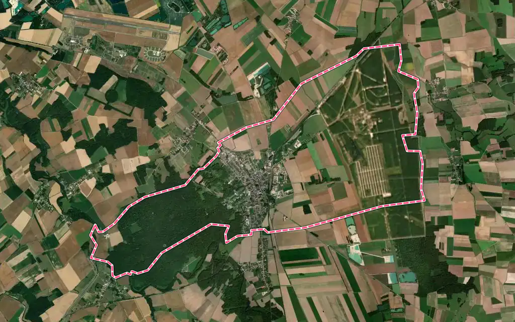 Vue satellite de Brienne-le-Château avec ses contours administratifs