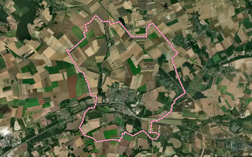 Vue satellite de Brienon-sur-Armançon avec ses contours administratifs