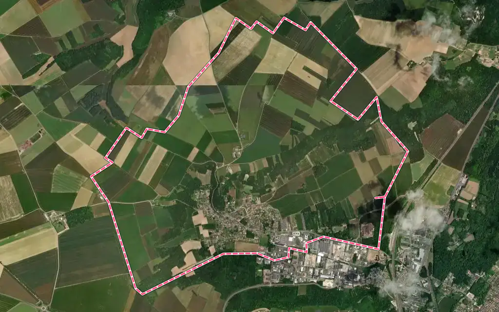 Vue satellite de Brières-les-Scellés avec ses contours administratifs