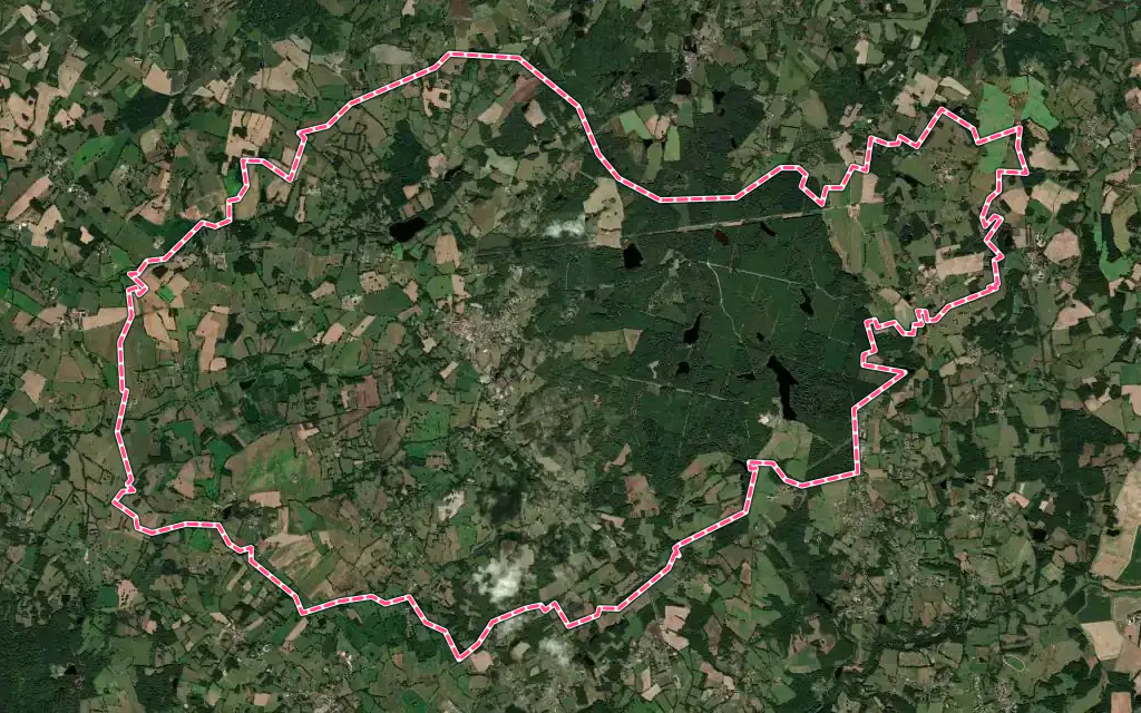 Vue satellite de Brigueuil avec ses contours administratifs