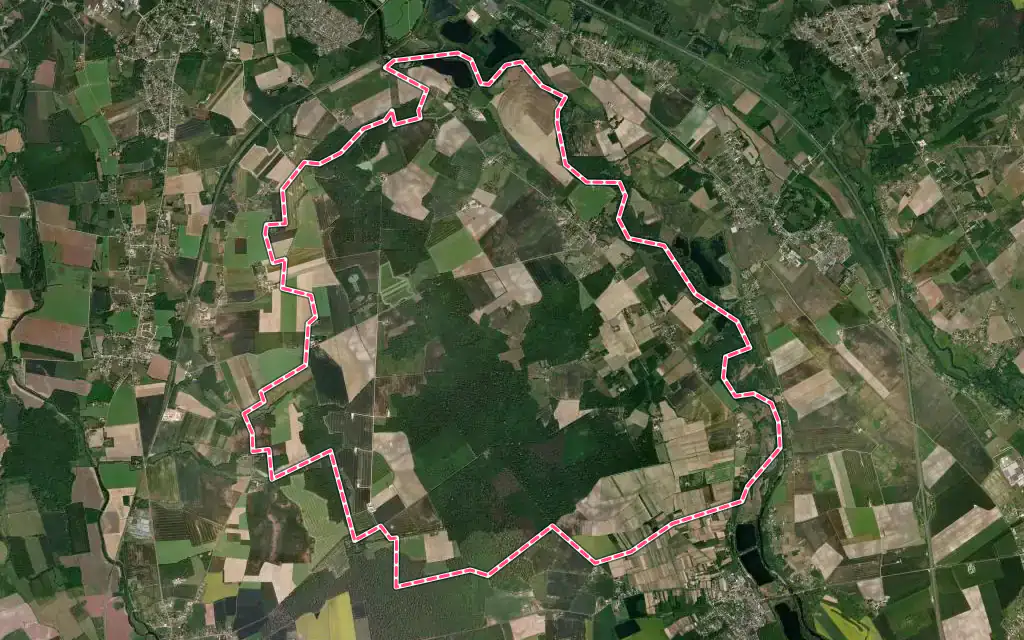 Vue satellite de Brinay avec ses contours administratifs