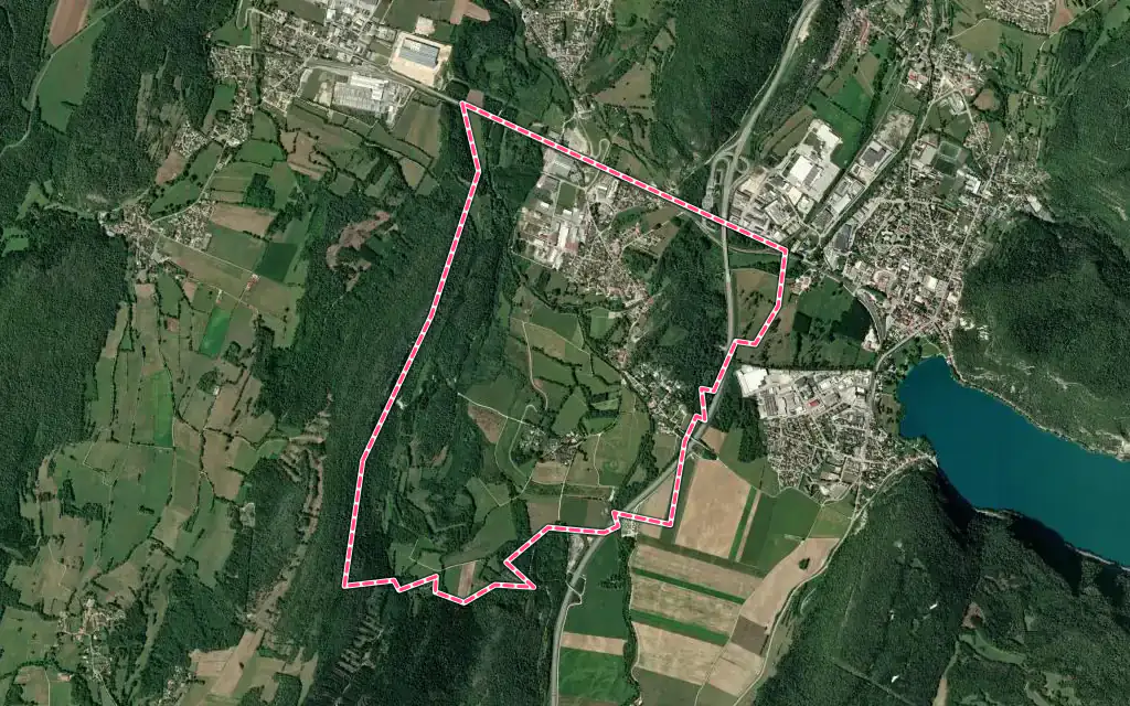 Vue satellite de Brion avec ses contours administratifs