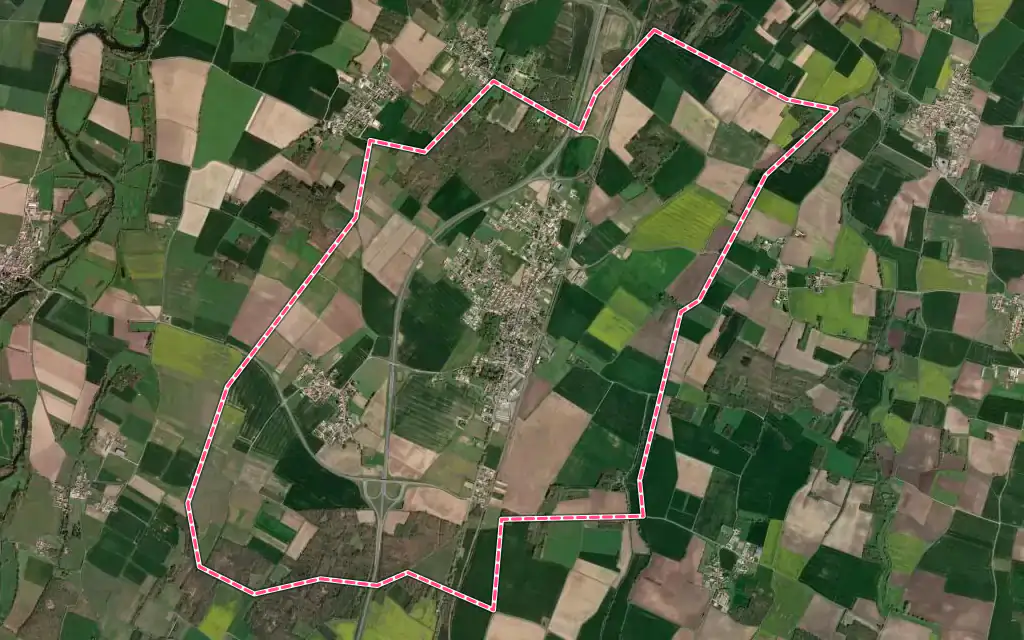 Vue satellite de Brion-près-Thouet avec ses contours administratifs