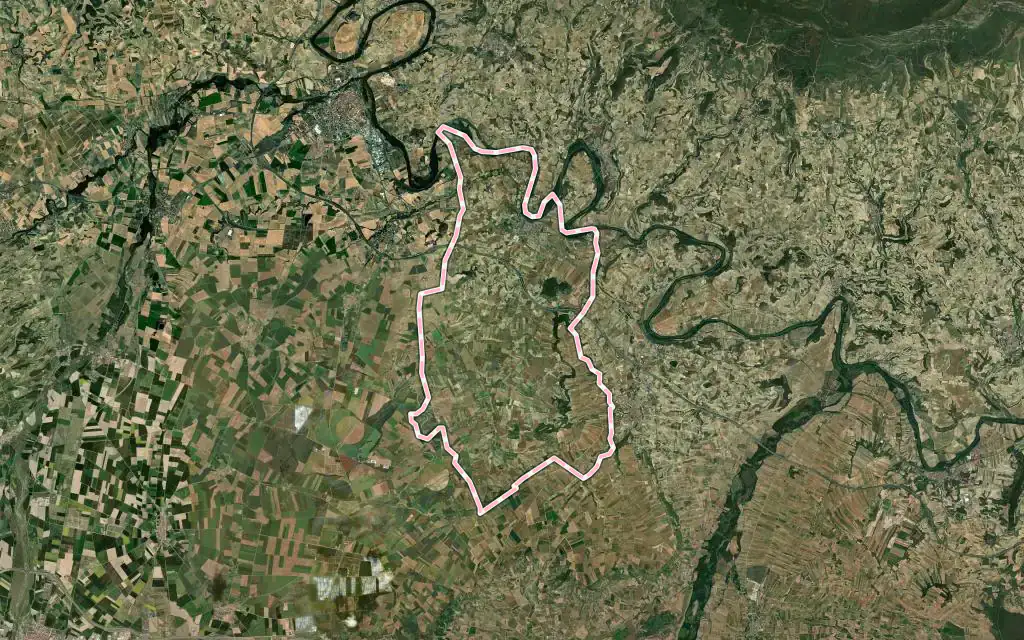 Vista satélite de Briones con su contorno administrativo