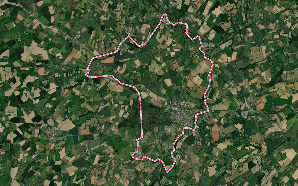 Vue satellite de Briouze avec ses contours administratifs
