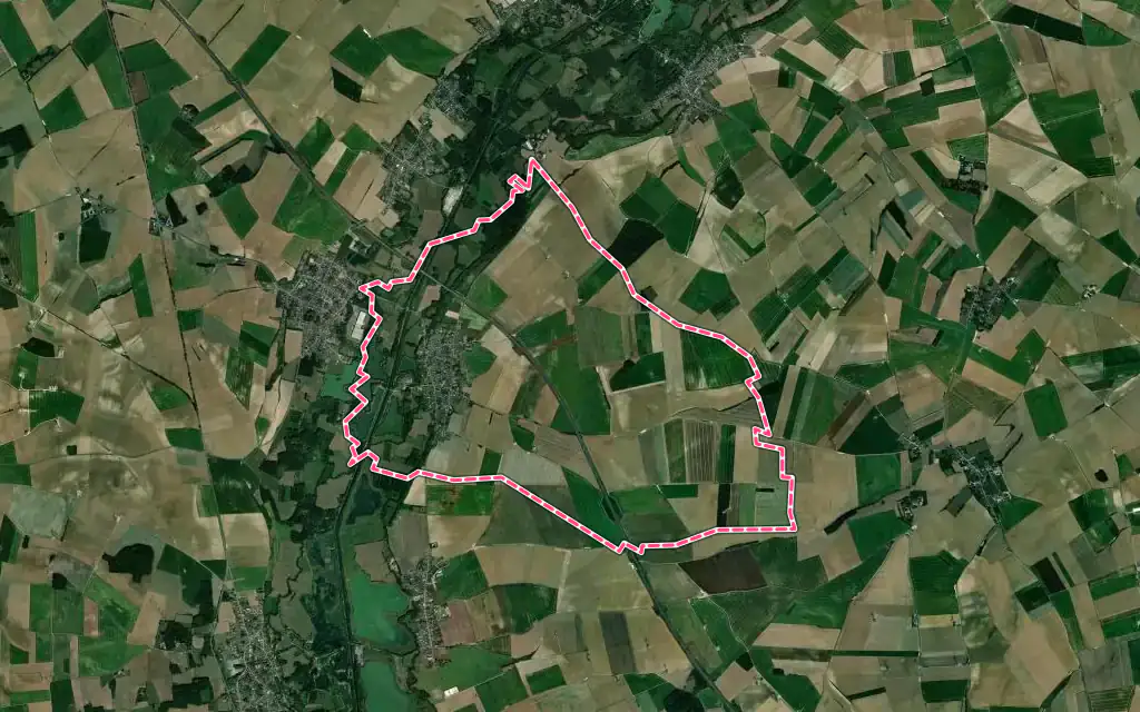 Vue satellite de Brissy-Hamégicourt avec ses contours administratifs