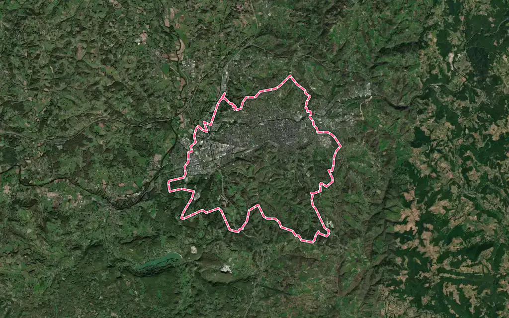 Vue satellite de Brive-la-Gaillarde avec ses contours administratifs