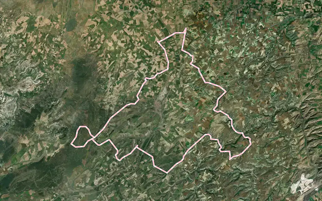 Vista satélite de Briviesca con su contorno administrativo
