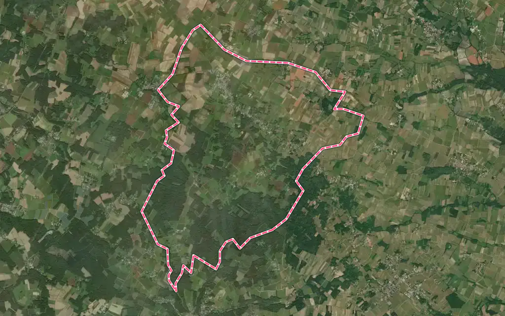 Vue satellite de Brizambourg avec ses contours administratifs
