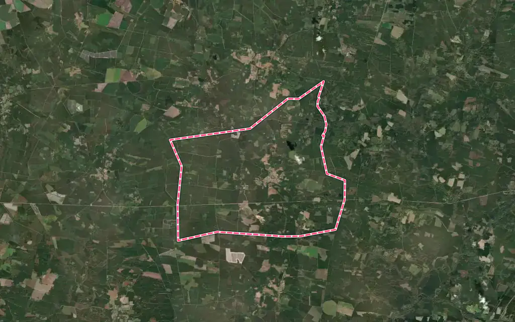 Vue satellite de Brocas avec ses contours administratifs