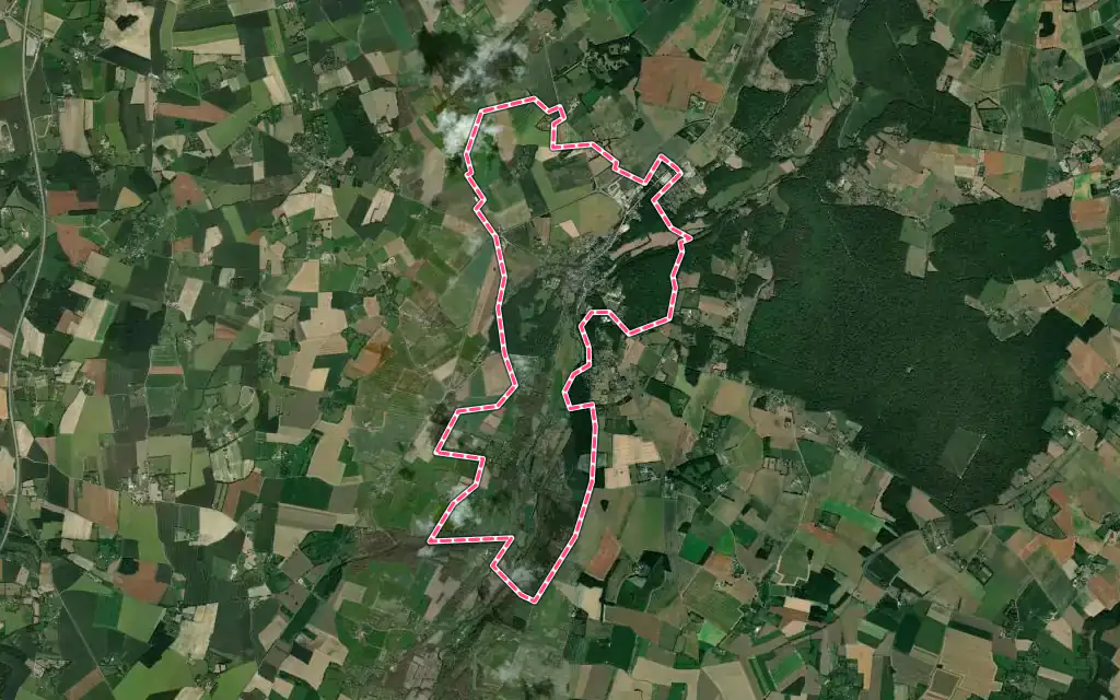 Vue satellite de Broglie avec ses contours administratifs