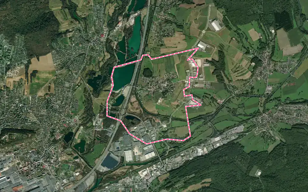 Vue satellite de Brognard avec ses contours administratifs