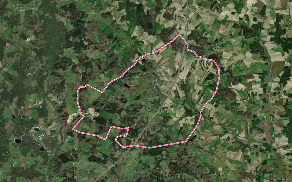 Vue satellite de Brossac avec ses contours administratifs