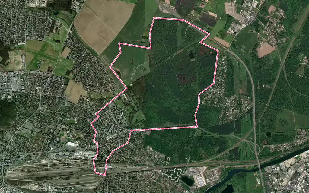 Vue satellite de Brou-sur-Chantereine avec ses contours administratifs