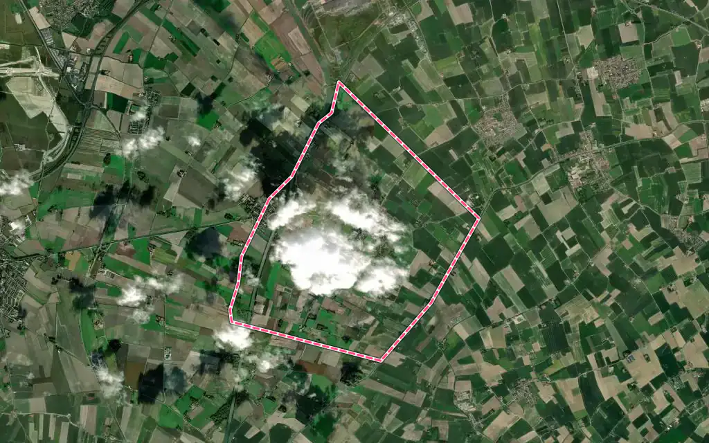Vue satellite de Brouckerque avec ses contours administratifs