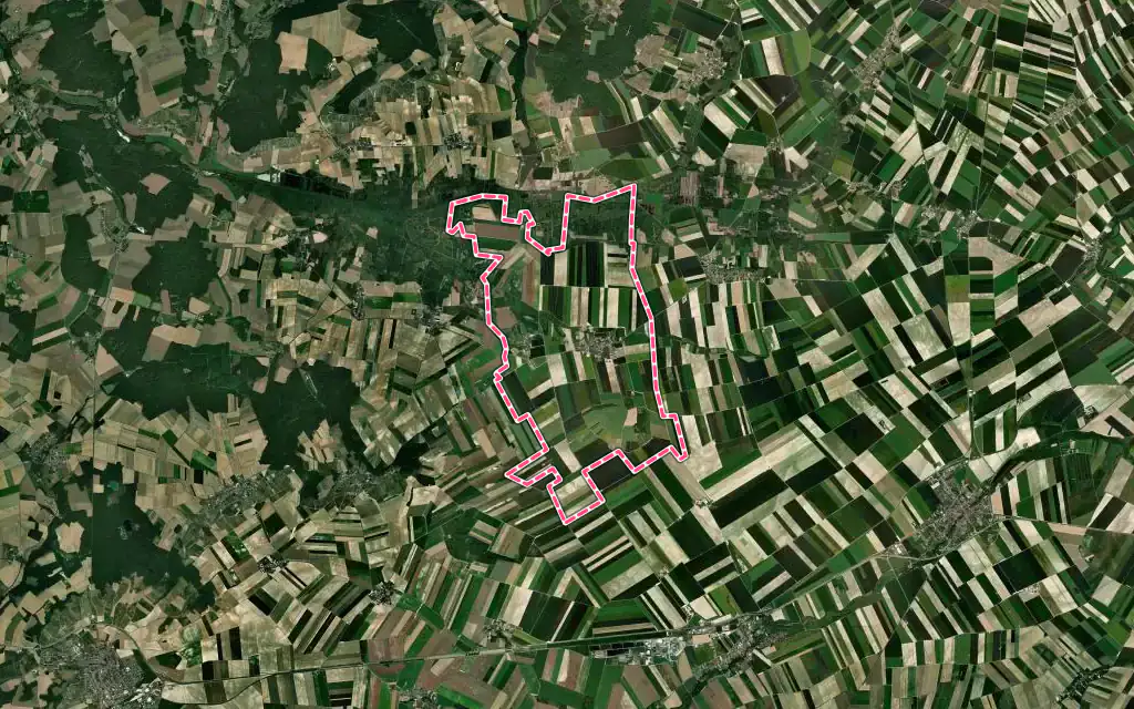 Vue satellite de Broussy-le-Grand avec ses contours administratifs