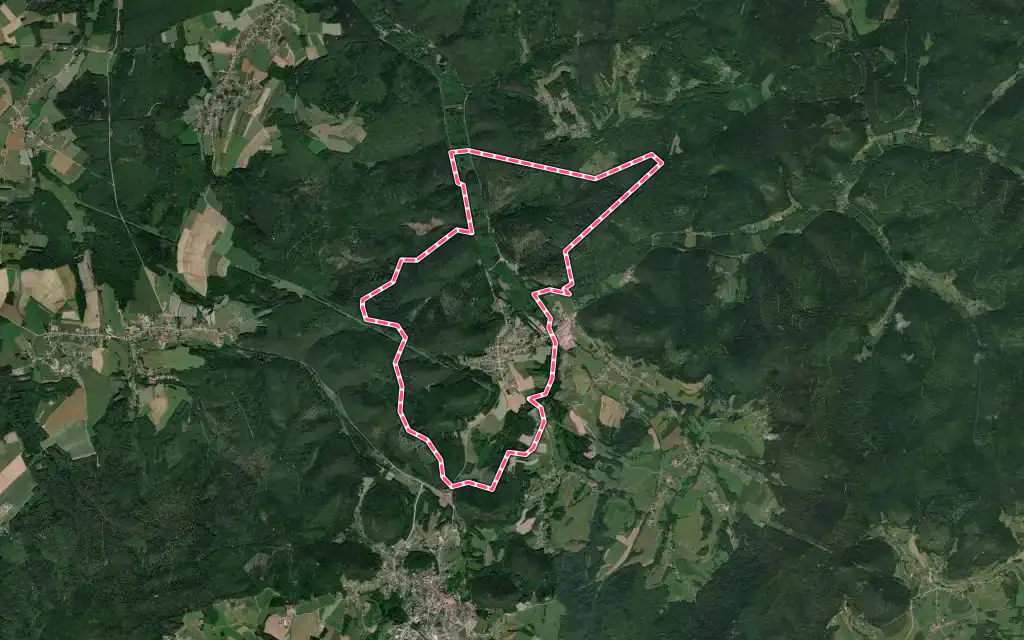 Vue satellite de Brouvelieures avec ses contours administratifs