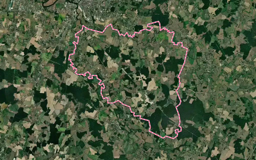 Vue satellite de Bruailles avec ses contours administratifs