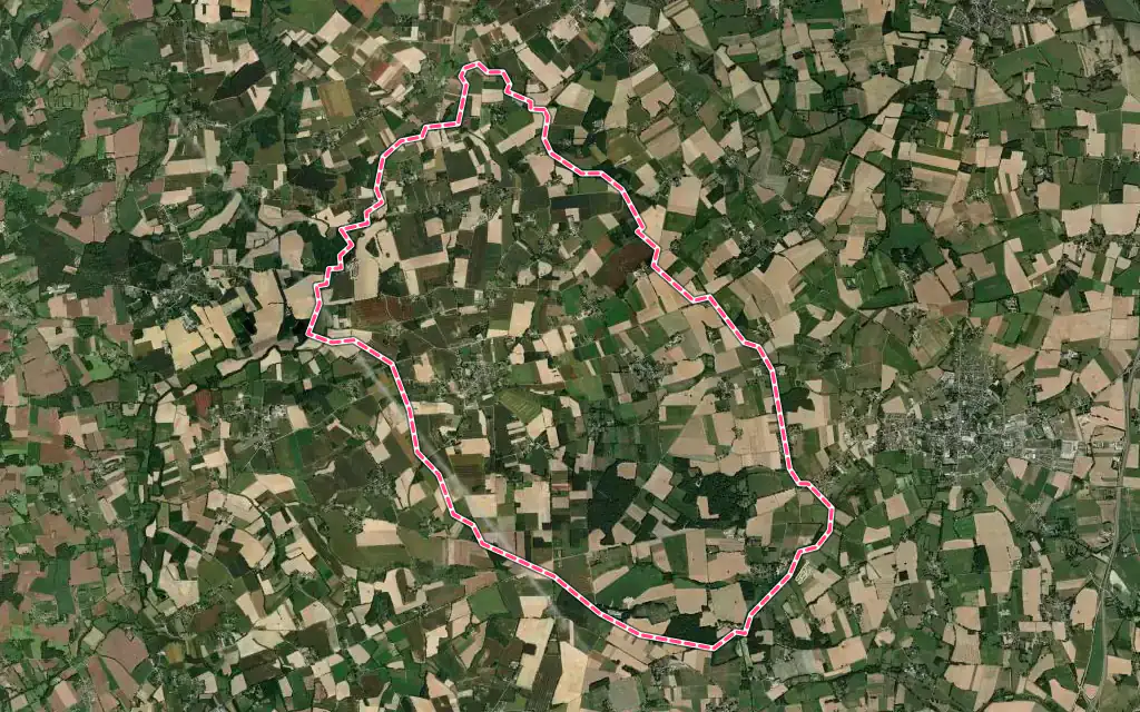 Vue satellite de Bruc-sur-Aff avec ses contours administratifs