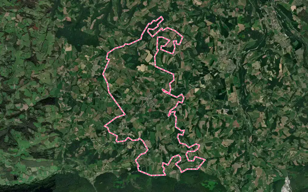 Vue satellite de Bruges-Capbis-Mifaget avec ses contours administratifs