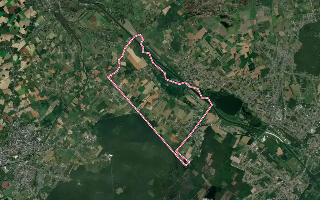 Vue satellite de Bruille-Saint-Amand avec ses contours administratifs