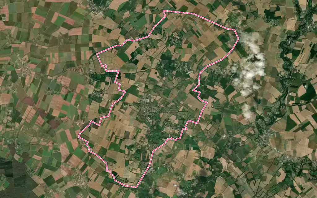 Vue satellite de Brûlain avec ses contours administratifs