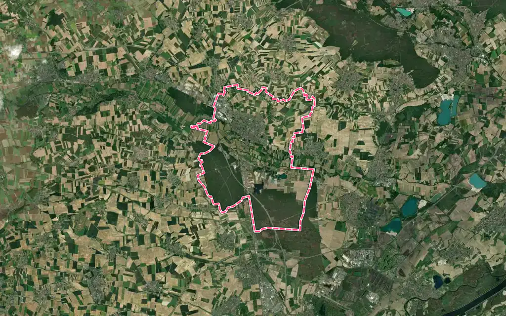 Vue satellite de Brumath avec ses contours administratifs
