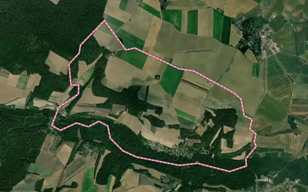 Vue satellite de Brumetz avec ses contours administratifs