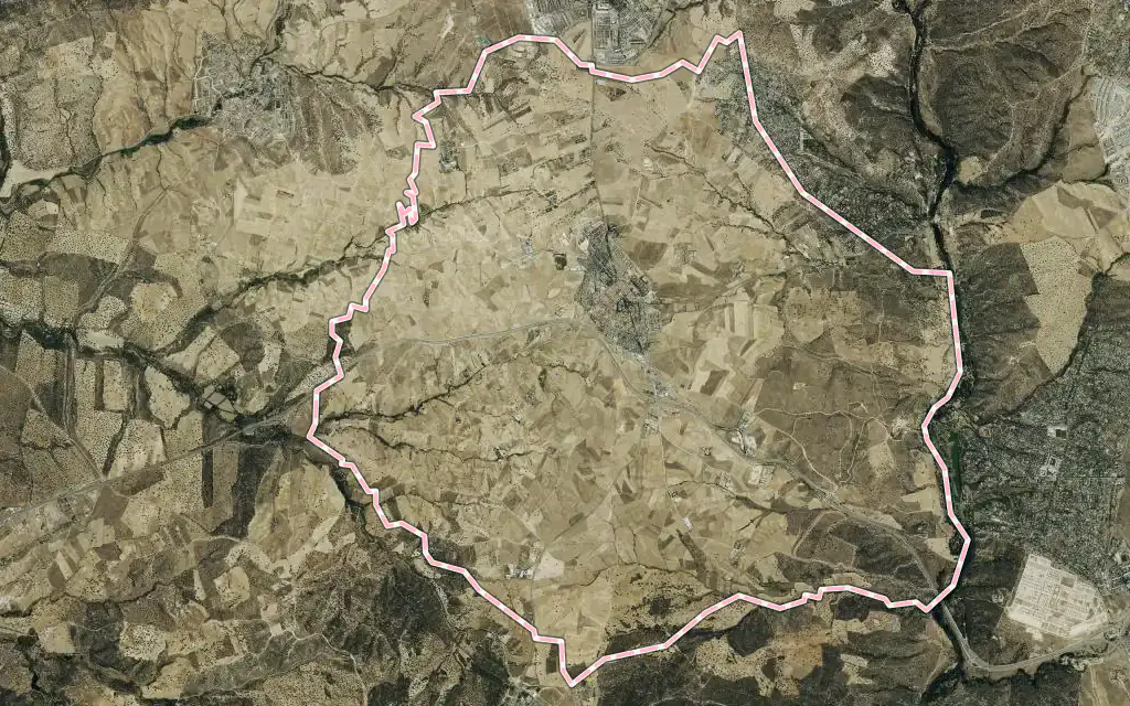 Vista satélite de Brunete con su contorno administrativo