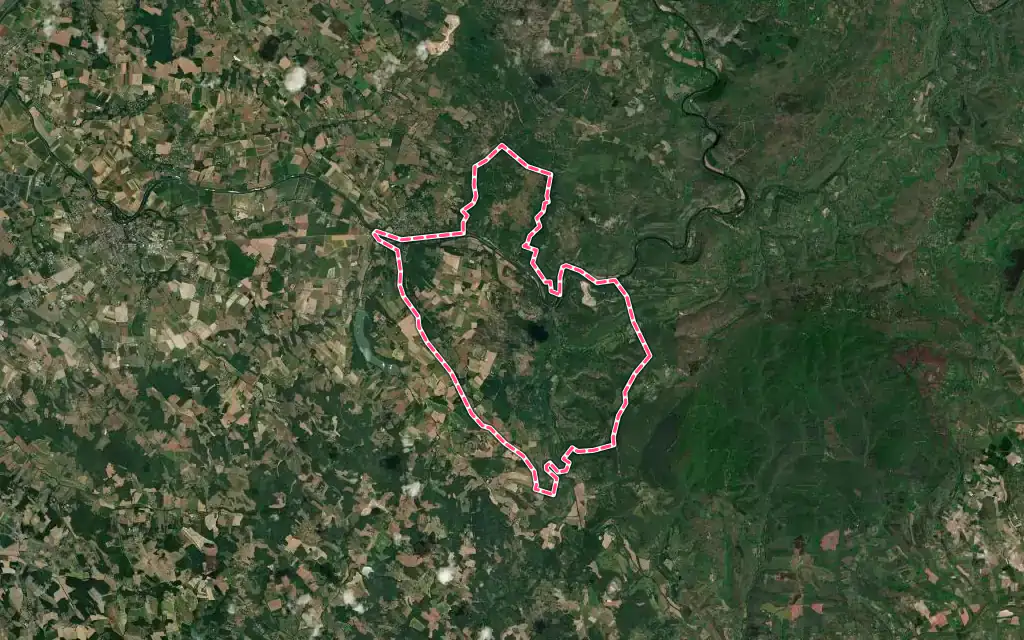 Vue satellite de Bruniquel avec ses contours administratifs