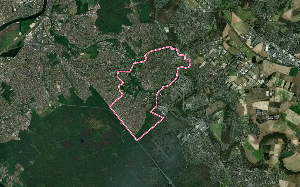 Vue satellite de Brunoy avec ses contours administratifs