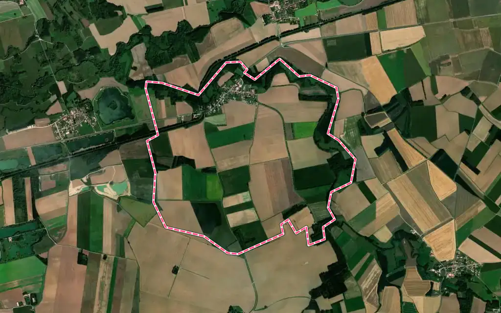 Vue satellite de Brusson avec ses contours administratifs